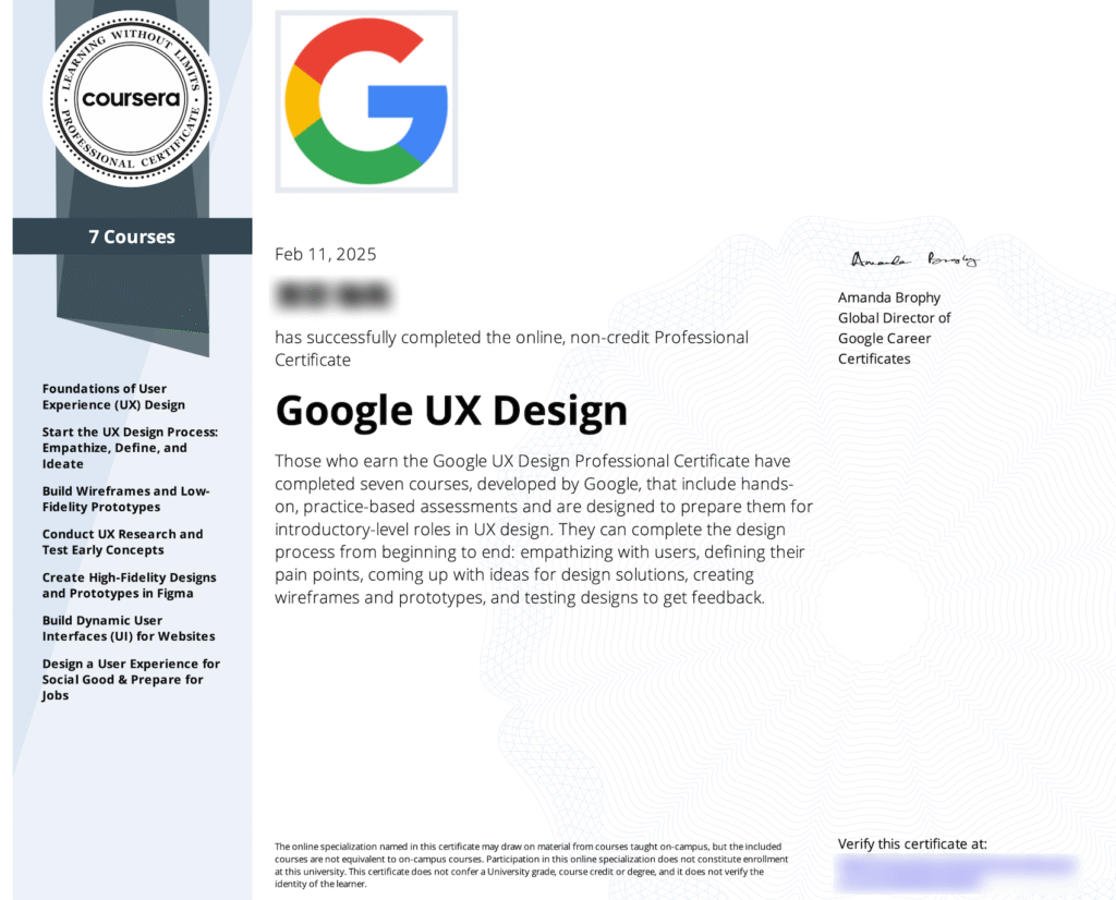 Google UX Design Cert